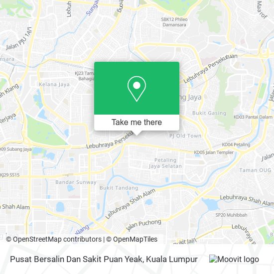 Peta Pusat Bersalin Dan Sakit Puan Yeak