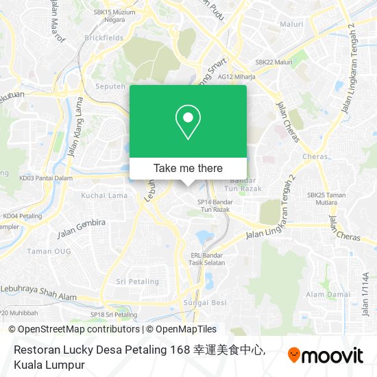 Peta Restoran Lucky Desa Petaling 168 幸運美食中心
