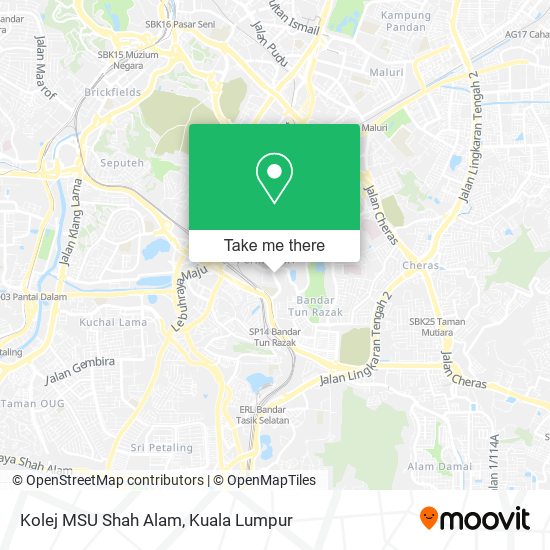 Kolej MSU Shah Alam map