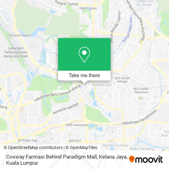 Cosway Farmasi Behind Paradigm Mall, Kelana Jaya map