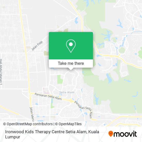 Peta Ironwood Kids Therapy Centre Setia Alam