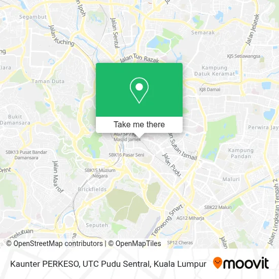 Kaunter PERKESO, UTC Pudu Sentral map