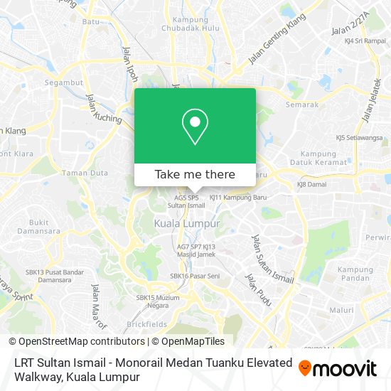 LRT Sultan Ismail - Monorail Medan Tuanku Elevated Walkway map