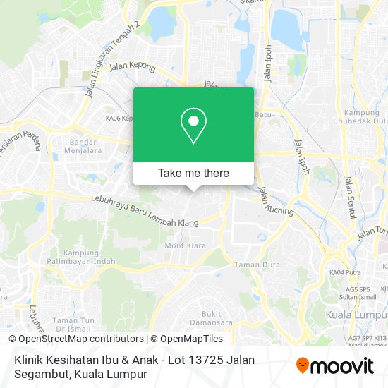 Peta Klinik Kesihatan Ibu & Anak - Lot 13725 Jalan Segambut
