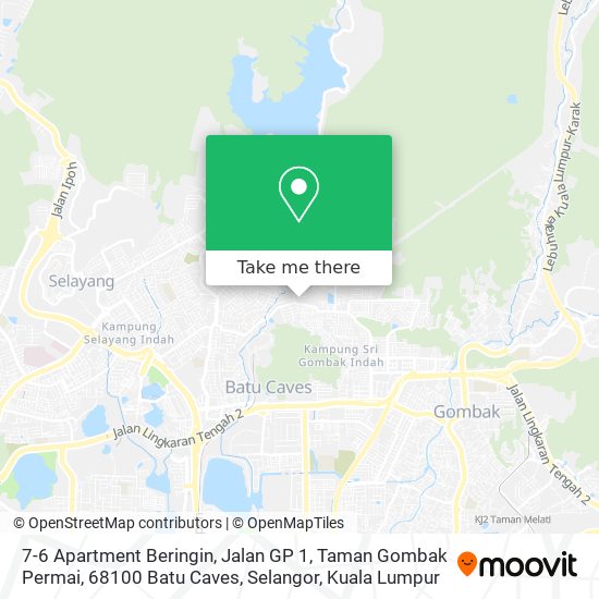 Peta 7-6 Apartment Beringin, Jalan GP 1, Taman Gombak Permai, 68100 Batu Caves, Selangor