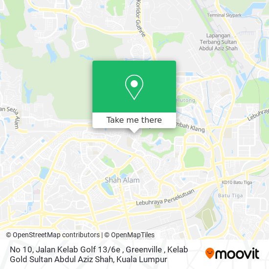 Peta No 10, Jalan Kelab Golf 13 / 6e , Greenville , Kelab Gold Sultan Abdul Aziz Shah