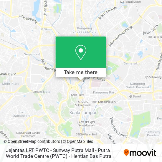 Jejantas LRT PWTC - Sunway Putra Mall - Putra World Trade Centre (PWTC) - Hentian Bas Putra (Walkwa map