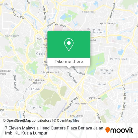 7 Eleven Malaysia Head Quaters Plaza Berjaya Jalan Imbi KL map