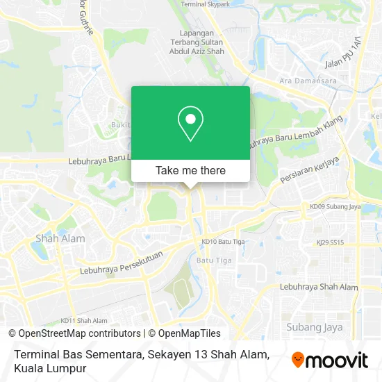 Terminal Bas Sementara, Sekayen 13 Shah Alam map