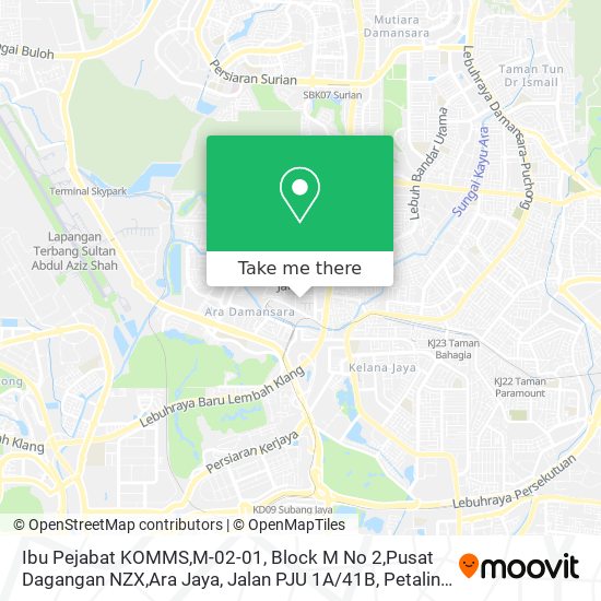 Ibu Pejabat KOMMS,M-02-01, Block M No 2,Pusat Dagangan NZX,Ara Jaya, Jalan PJU 1A / 41B, Petaling Jay map