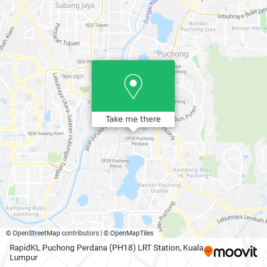 RapidKL Puchong Perdana (PH18) LRT Station map