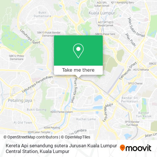 Peta Kereta Api senandung sutera Jurusan Kuala Lumpur Central Station