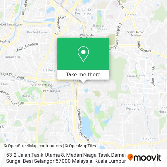 Peta 53-2 Jalan Tasik Utama 8, Medan Niaga Tasik Damai Sungei Besi Selangor 57000 Malaysia