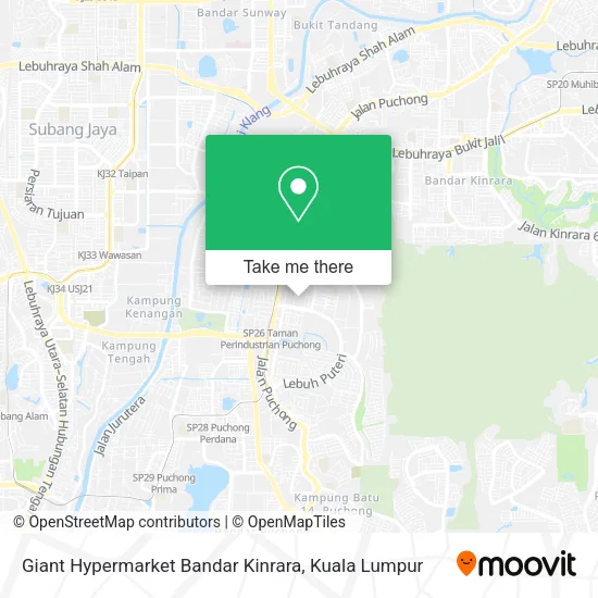 Giant Hypermarket Bandar Kinrara map
