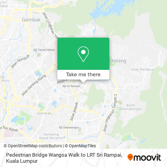 Pedestrian Bridge Wangsa Walk to LRT Sri Rampai map