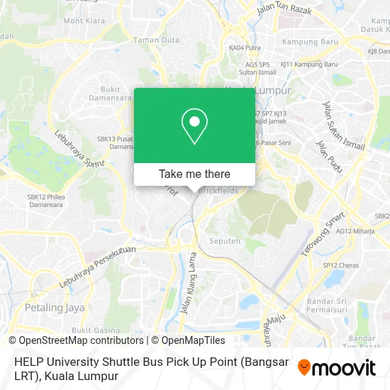 HELP University Shuttle Bus Pick Up Point (Bangsar LRT) map