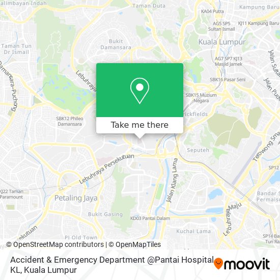 Accident & Emergency Department @Pantai Hospital KL map
