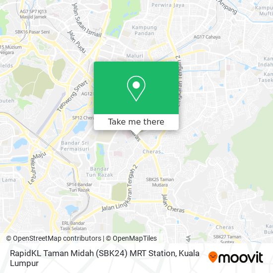 RapidKL Taman Midah (SBK24) MRT Station map