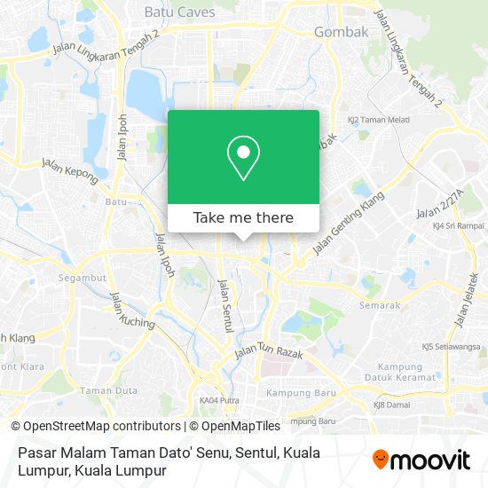 Peta Pasar Malam Taman Dato' Senu, Sentul, Kuala Lumpur