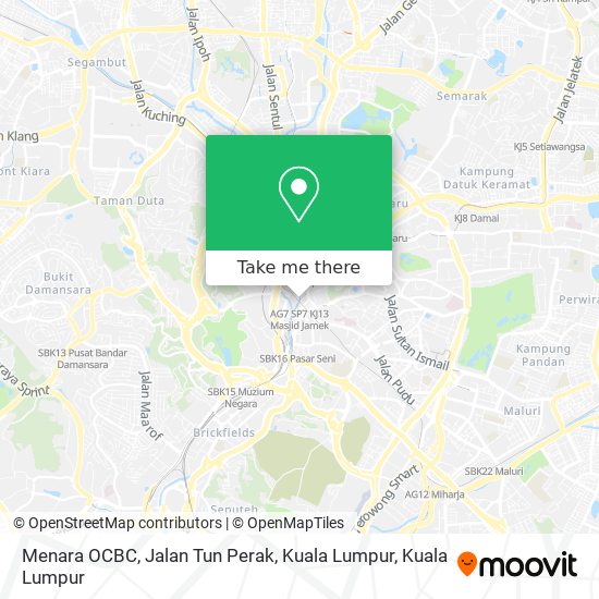 Peta Menara OCBC, Jalan Tun Perak, Kuala Lumpur