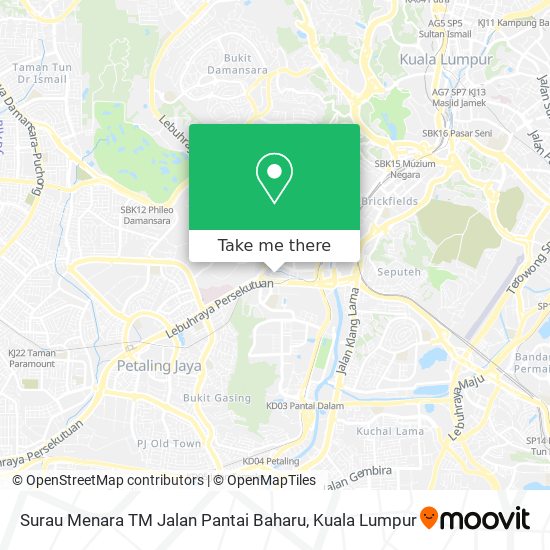 Surau Menara TM Jalan Pantai Baharu map