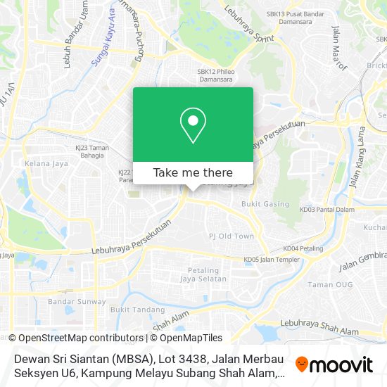 Dewan Sri Siantan (MBSA), Lot 3438, Jalan Merbau Seksyen U6, Kampung Melayu Subang Shah Alam map