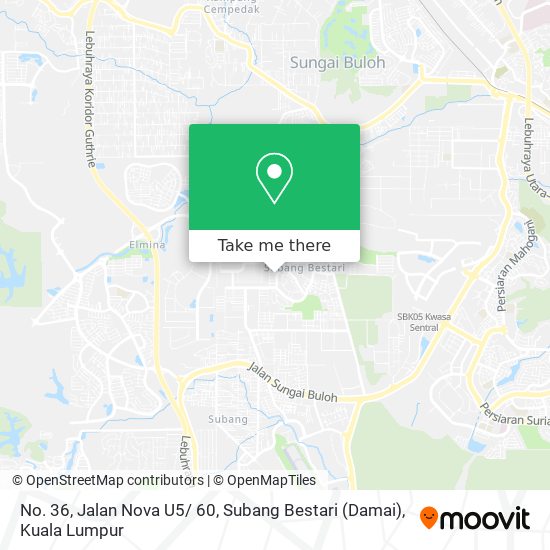No. 36, Jalan Nova U5/ 60, Subang Bestari (Damai) map