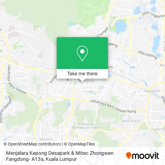 Menjalara Kepong Desapark & Mitec Zhongwen Fangdong- A13a map