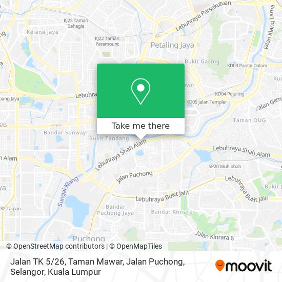Peta Jalan TK 5 / 26, Taman Mawar, Jalan Puchong, Selangor