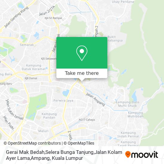 Peta Gerai Mak Bedah,Selera Bunga Tanjung,Jalan Kolam Ayer Lama,Ampang