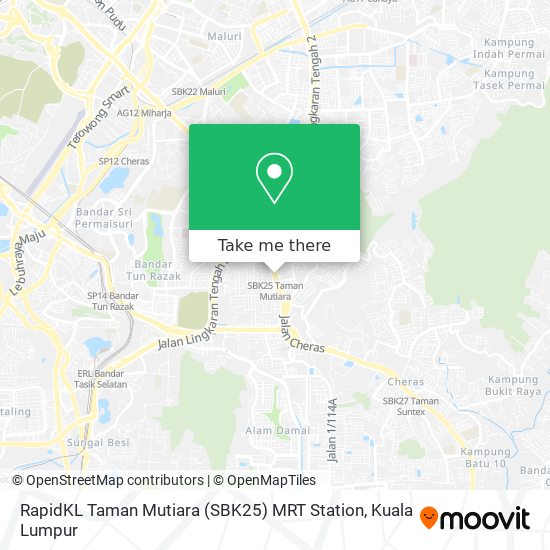 RapidKL Taman Mutiara (SBK25) MRT Station map