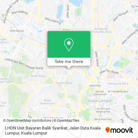 Peta LHDN Unit Bayaran Balik Syarikat, Jalan Duta Kuala Lumpur