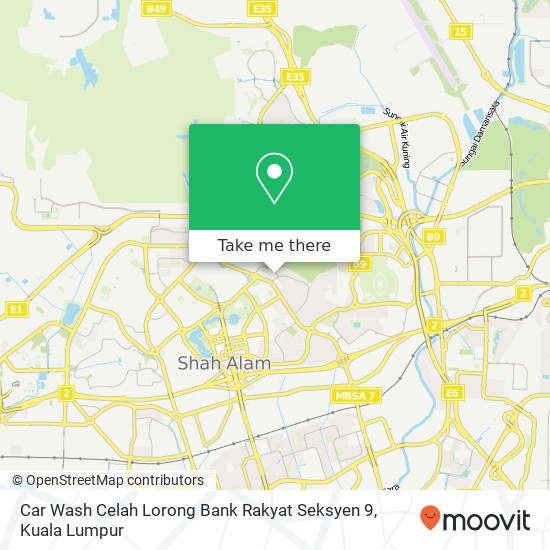 Peta Car Wash Celah Lorong  Bank Rakyat Seksyen 9