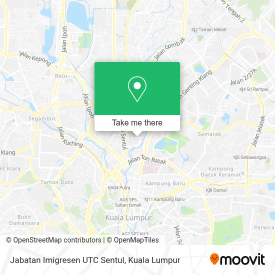 Jabatan Imigresen UTC Sentul map