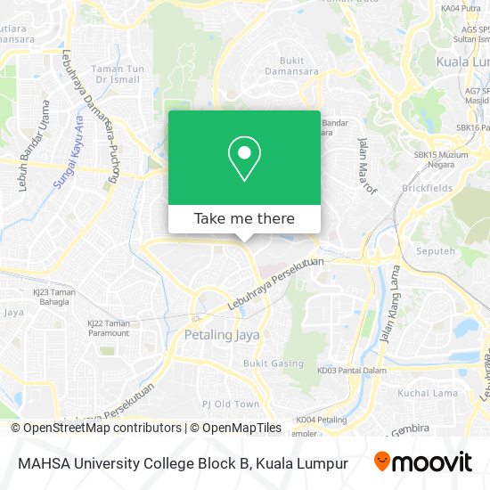 Peta MAHSA University College Block B