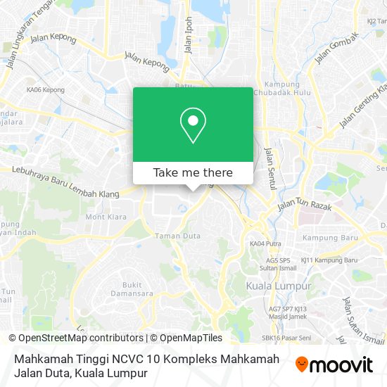 Peta Mahkamah Tinggi NCVC 10 Kompleks Mahkamah Jalan Duta