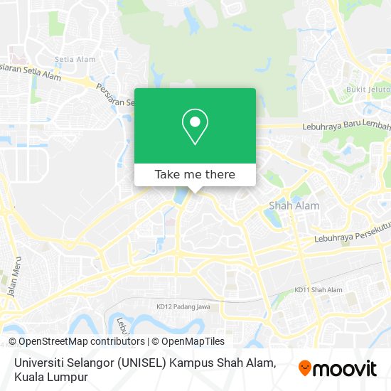 Peta Universiti Selangor (UNISEL) Kampus Shah Alam