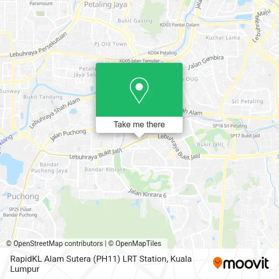 RapidKL Alam Sutera (PH11) LRT Station map