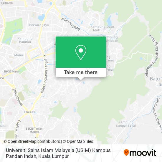 Peta Universiti Sains Islam Malaysia (USIM) Kampus Pandan Indah