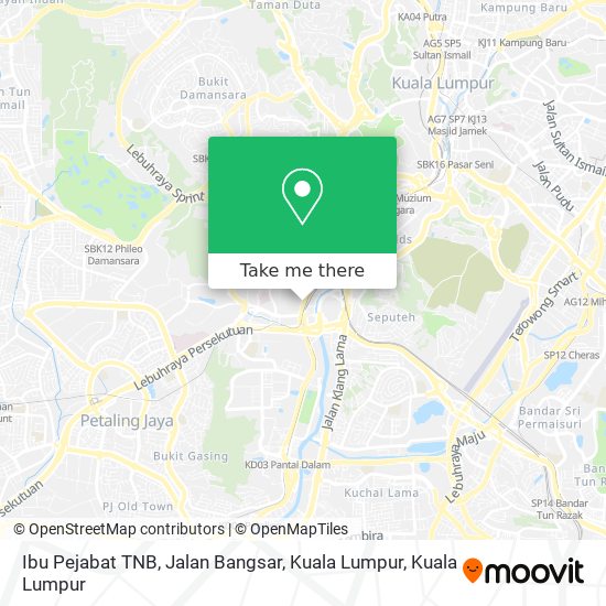 Peta Ibu Pejabat TNB, Jalan Bangsar, Kuala Lumpur