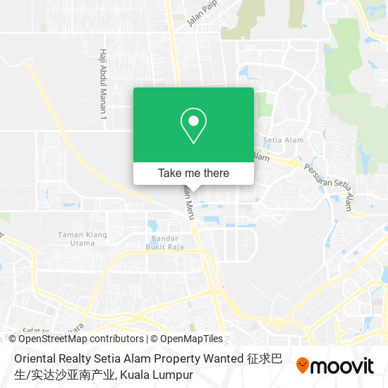 Oriental Realty Setia Alam Property Wanted 征求巴生 / 实达沙亚南产业 map