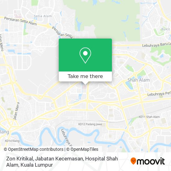 Zon Kritikal, Jabatan Kecemasan, Hospital Shah Alam map