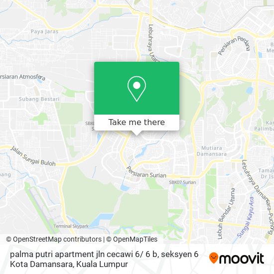 palma putri apartment jln cecawi 6/ 6 b, seksyen 6 Kota Damansara map