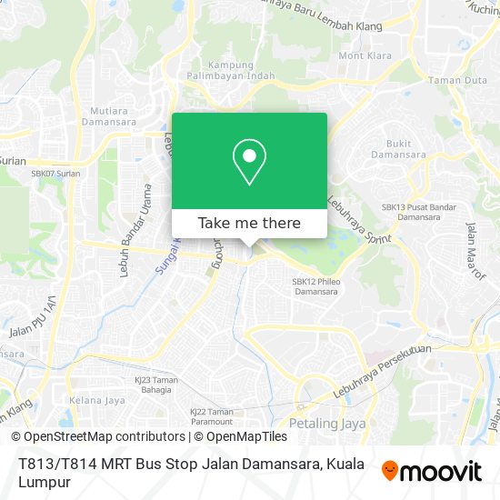 T813 / T814 MRT Bus Stop Jalan Damansara map