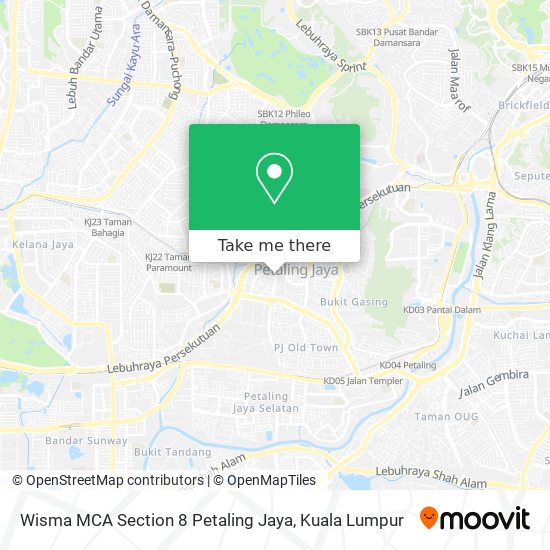 Wisma MCA Section 8 Petaling Jaya map