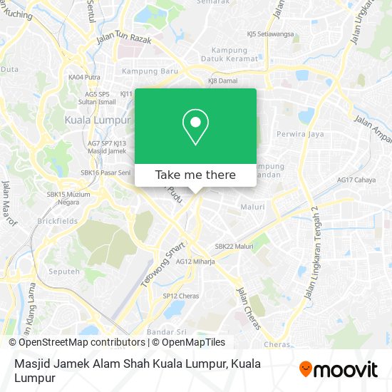 Peta Masjid Jamek Alam Shah Kuala Lumpur