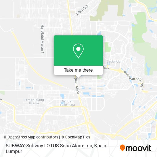 SUBWAY-Subway LOTUS Setia Alam-Lsa map