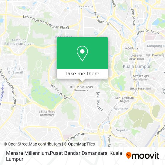 Peta Menara Millennium,Pusat Bandar Damansara