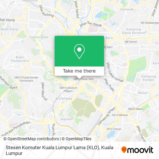 Peta Stesen Komuter Kuala Lumpur Lama (KLO)