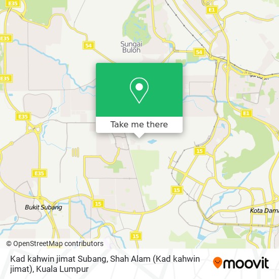 Peta Kad kahwin jimat Subang, Shah Alam
